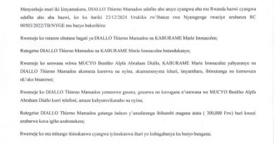 Imikirize y’urubanza RCOO503/2022/TB/NYGE DIALLO